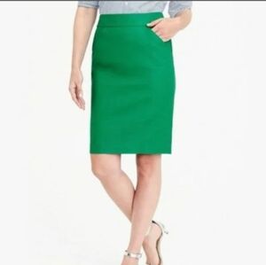 J.Crew No. 2 Pencil Kelly Green Cotton Skirt Business Office Size 4